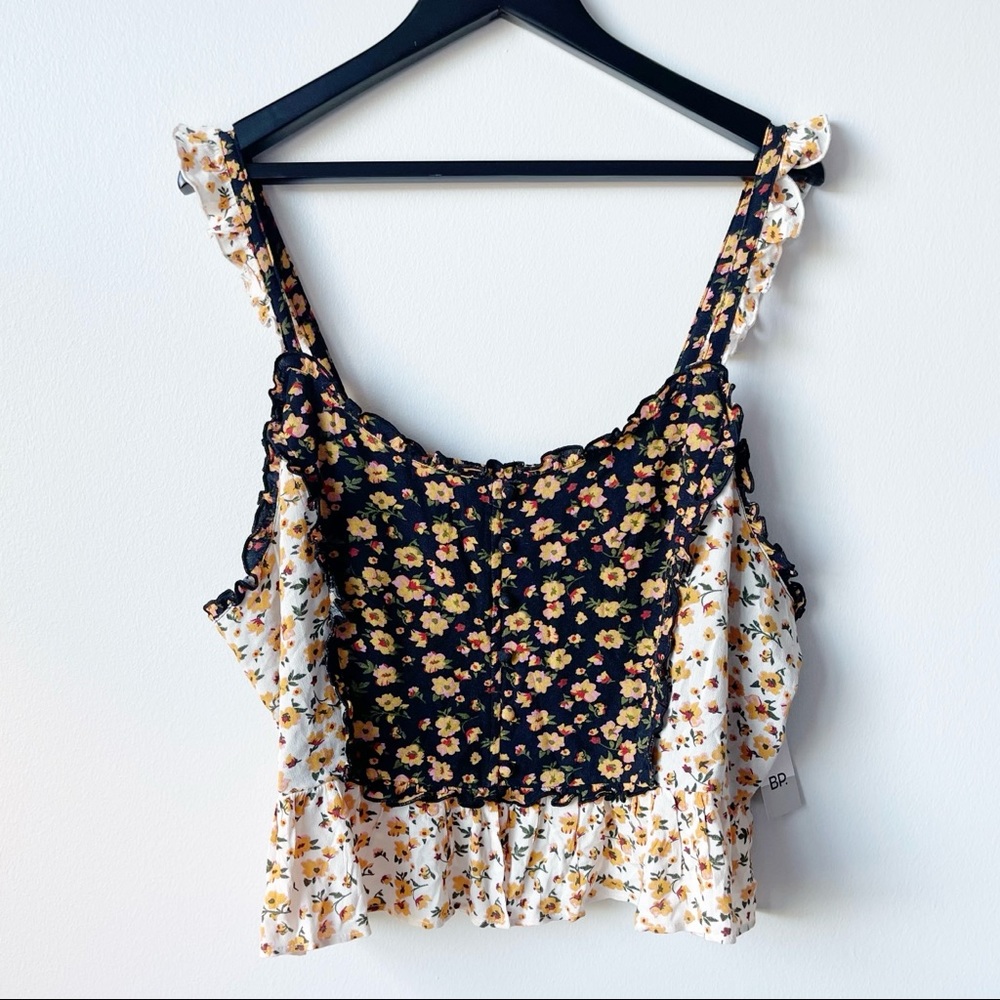 NWT BP Brass Plum Black and Mustard Floral Strappy Camisole Tank Top